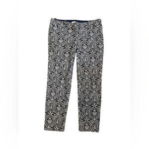 J.Crew Navy White Paisley Cropped Tapered Pants Stretch Size 2 Petite